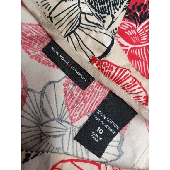 New York Company Womens Skirt Sz 10 Red White Floral Print A-Line - Picture 6 of 7